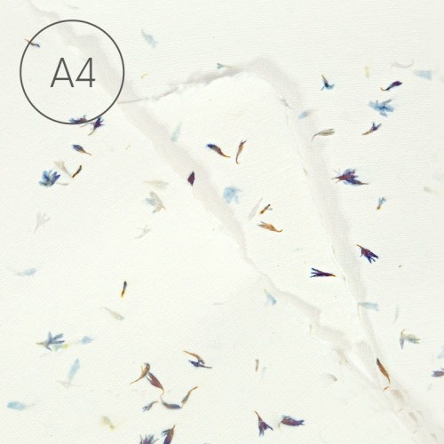 Papier czerpany faktura lnu A4 - Bławatek