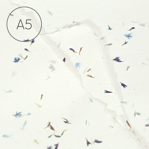 Papier czerpany faktura lnu A5 - Bławatek