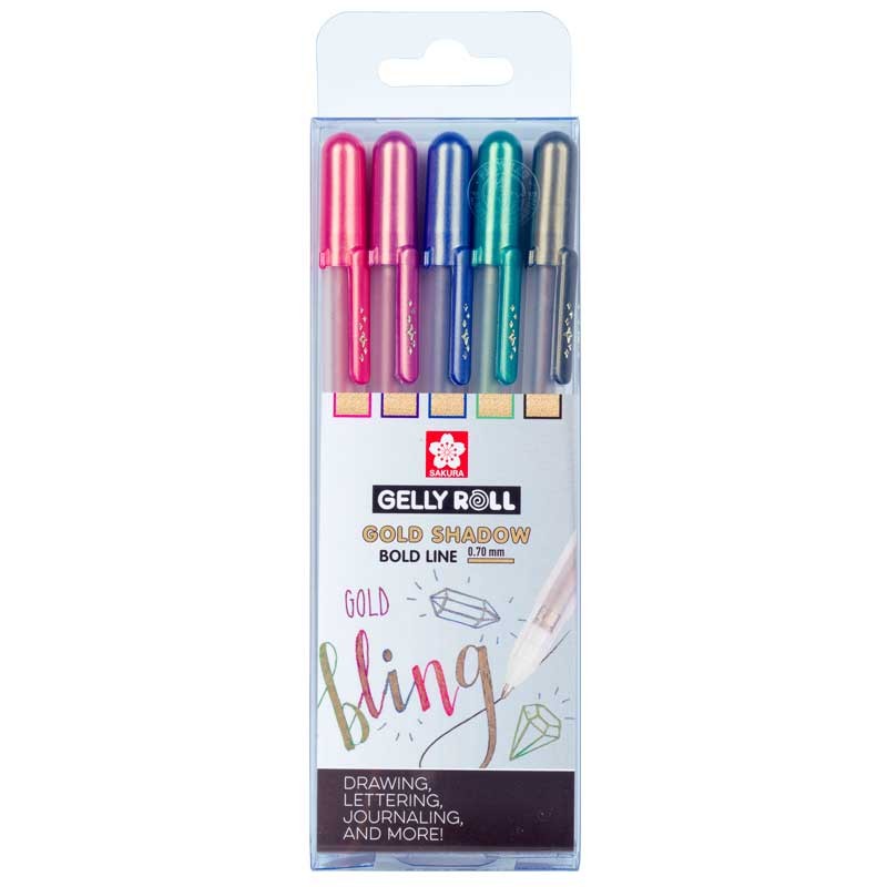 Długopisy żelowe Gelly Roll Gold Shadow 0.7 mm zestaw 5 szt. 01