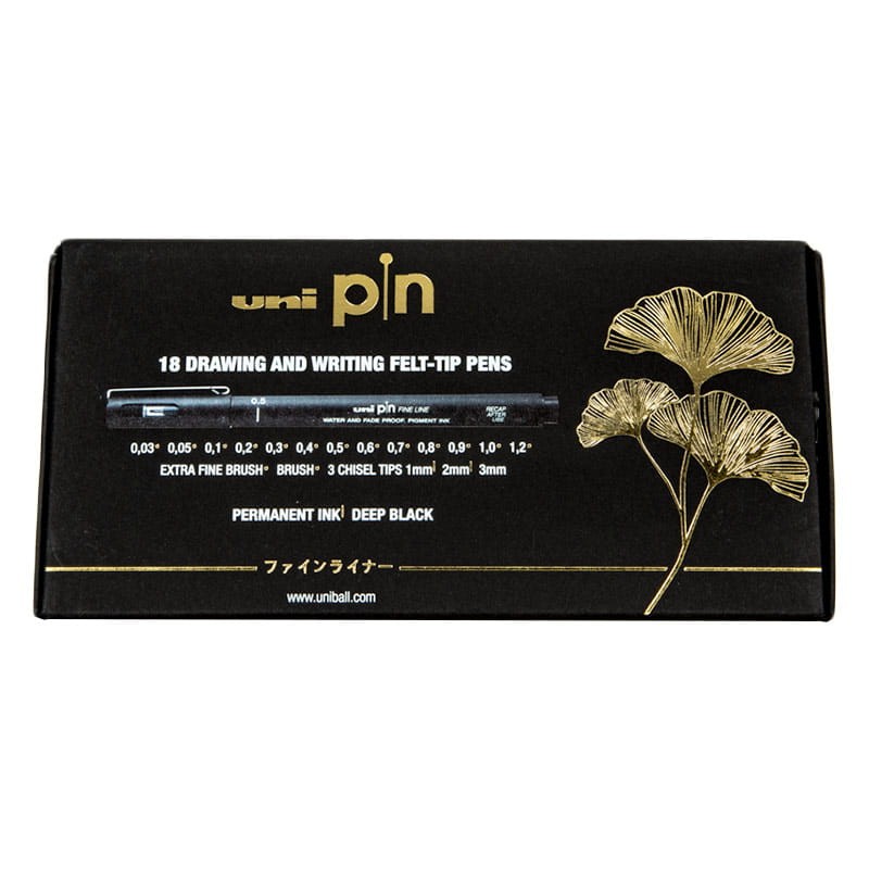 Cienkopisy kreślarskie Uni Pin - 200 zestaw 18 szt. - piramida