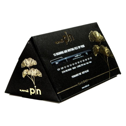 Cienkopisy kreślarskie Uni Pin - 200 zestaw 18 szt. - piramida