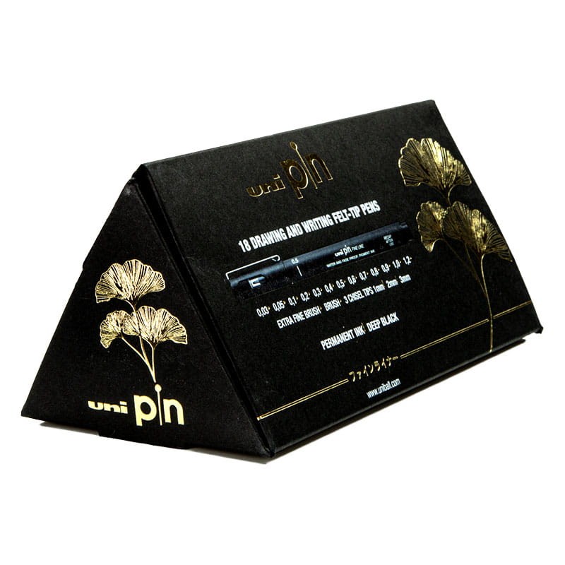 Cienkopisy kreślarskie Uni Pin - 200 zestaw 18 szt. - piramida
