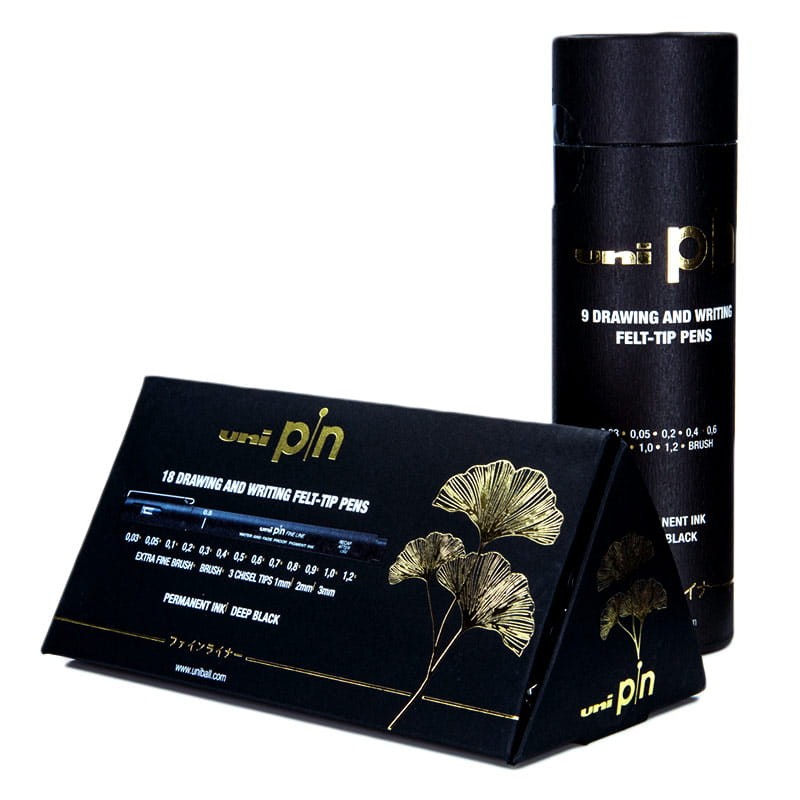 Cienkopisy kreślarskie Uni Pin - 200 zestaw 18 szt. - piramida