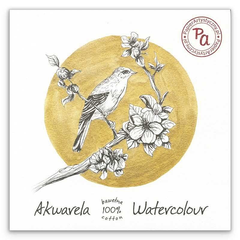 Blok do akwareli Papier Artystyczny Sójka 100% bawełny - 20 x 20 cm, 300 g, 15 ark. 04