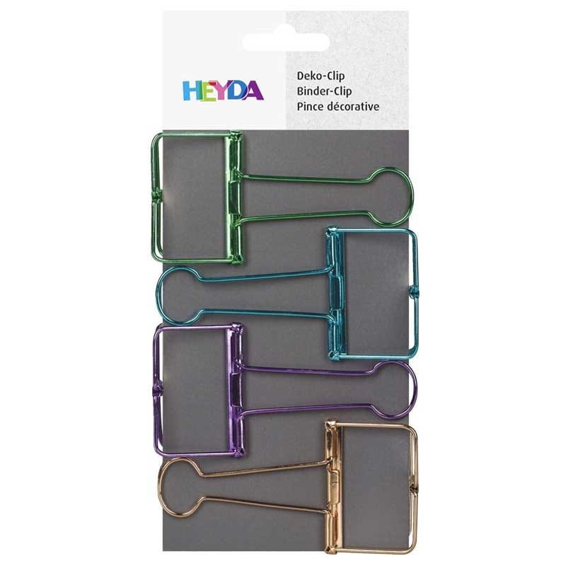 Klipsy biurowe ozdobne Heyda 4 szt. 50 mm mix kolorów 02