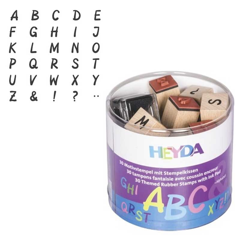 Stemple Heyda zestaw 30 szt. + tusz Alfabet 01