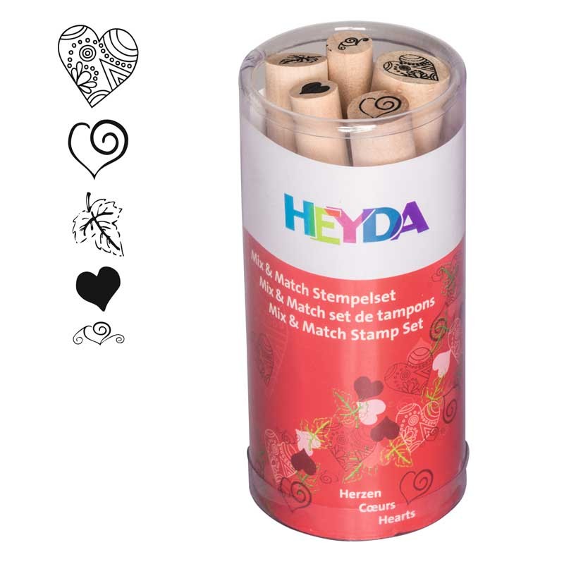 Stemple długie Heyda zestaw 6 szt. Serca 01