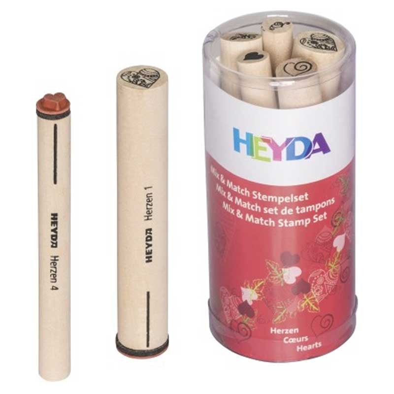 Stemple długie Heyda zestaw 6 szt. Serca 03