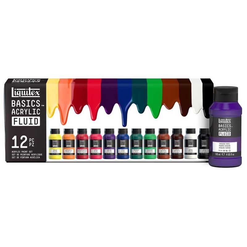 Farby akrylowe Liquitex Basics Acrylic Fluid zestaw 12 x 118 ml 04