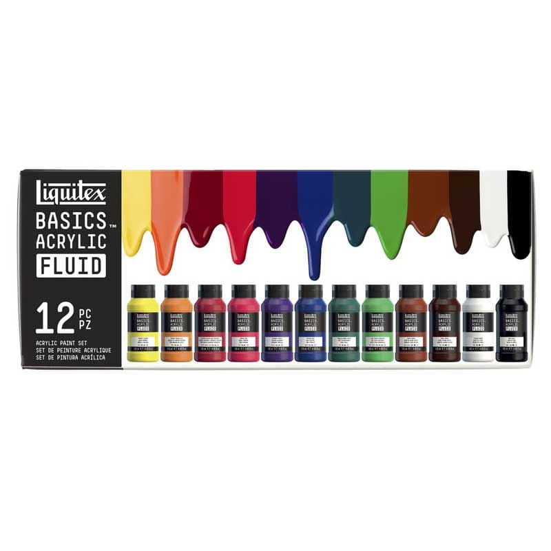 Farby akrylowe Liquitex Basics Acrylic Fluid zestaw 12 x 118 ml 02