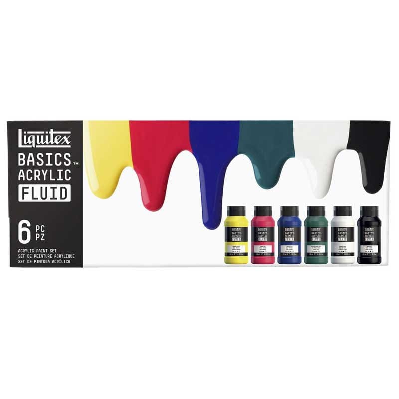 Farby akrylowe Liquitex Basics Acrylic Fluid zestaw 6 x 118 ml 02