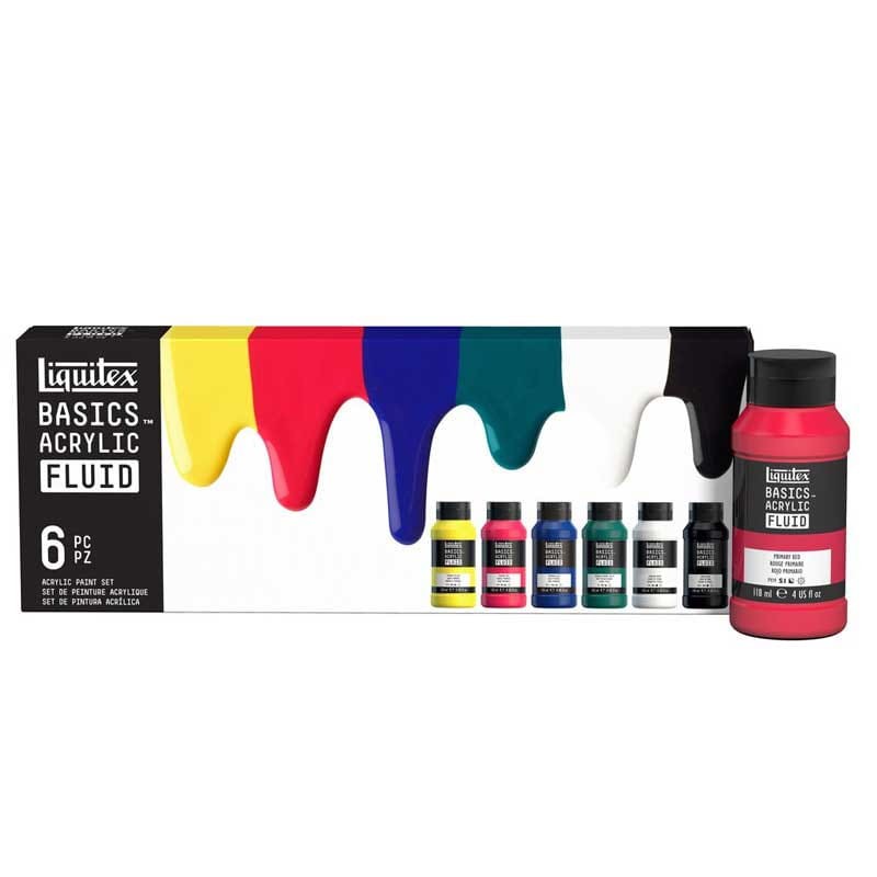 Farby akrylowe Liquitex Basics Acrylic Fluid zestaw 6 x 118 ml 04