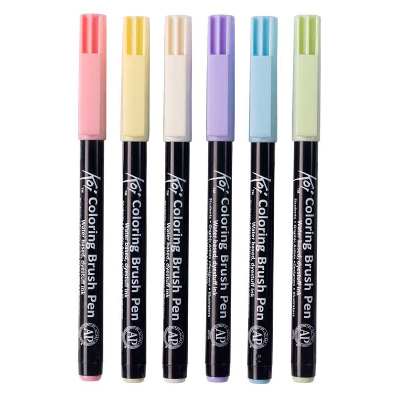 Pisaki pędzelkowe Koi Coloring Brush Sakura Pastel zestaw 6 szt. 02