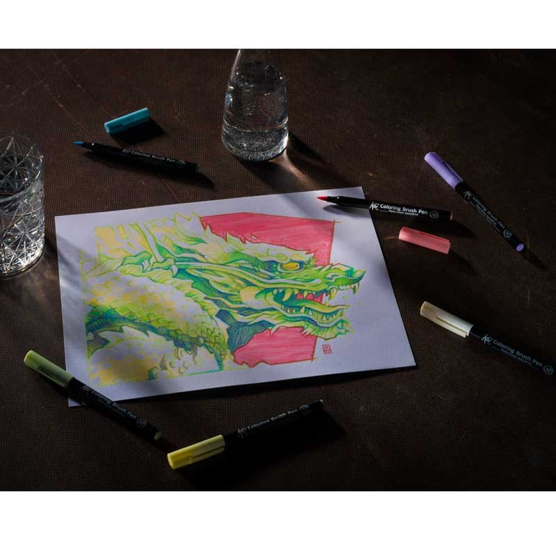 Pisaki pędzelkowe Koi Coloring Brush Sakura Pastel zestaw 6 szt. 04