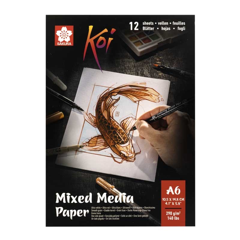 Blok mixed media Koi Sakura - A6, 290 g, 12 ark.