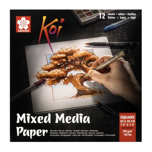 Blok mixed media Koi Sakura - 20 x 20 cm, 290 g, 12 ark.