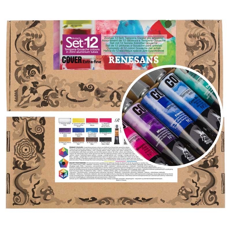 Tempery gwasze Cover Renesans zestaw 12 x 20 ml 01