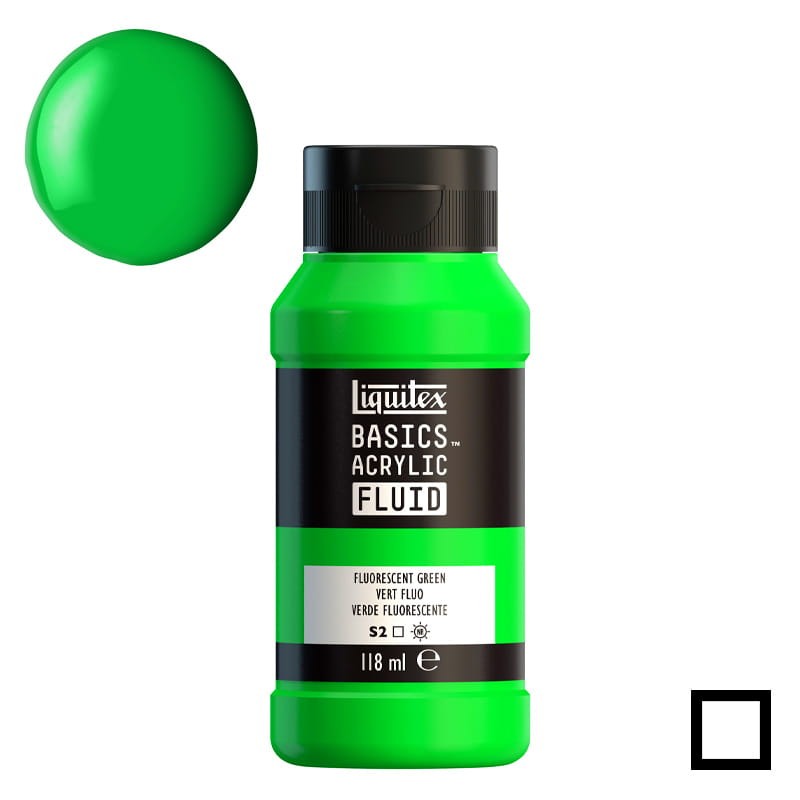 Farba akrylowa Liquitex Basics Acrylic Fluid 118 ml - 985 Fluorescent Green 01