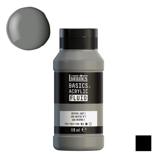 Farba akrylowa Liquitex Basics Acrylic Fluid 118 ml - 599 Neutral Grey 5