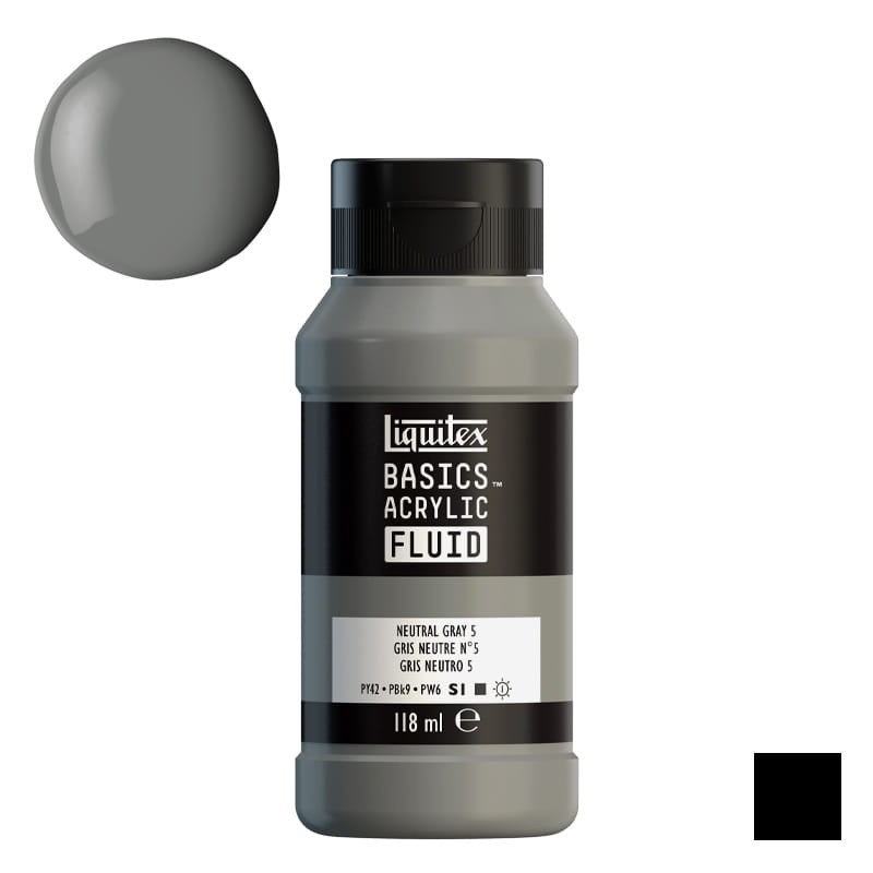 Farba akrylowa Liquitex Basics Acrylic Fluid 118 ml - 599 Neutral Grey 5 01