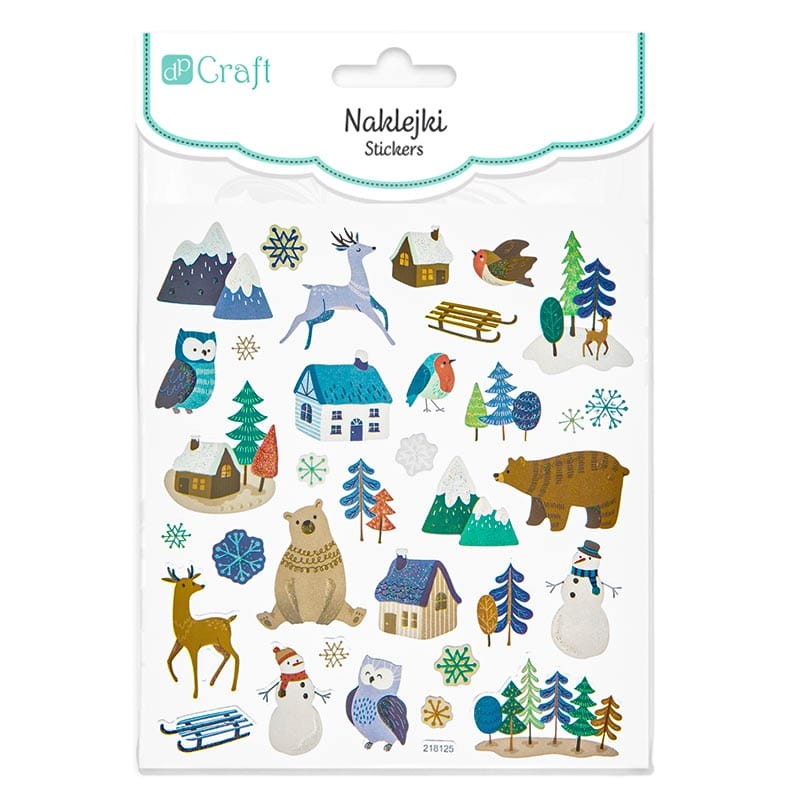Naklejki-z-brokatem-dpCraft-33-szt-Zimowy-pejzaż