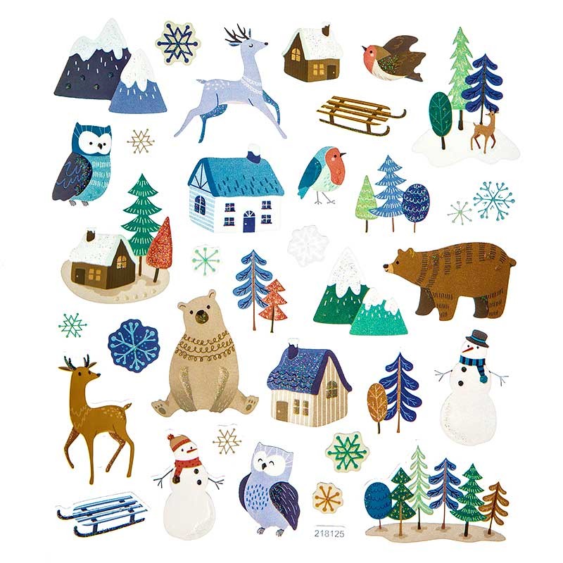 Naklejki-z-brokatem-dpCraft-33-szt-Zimowy-pejzaż-01