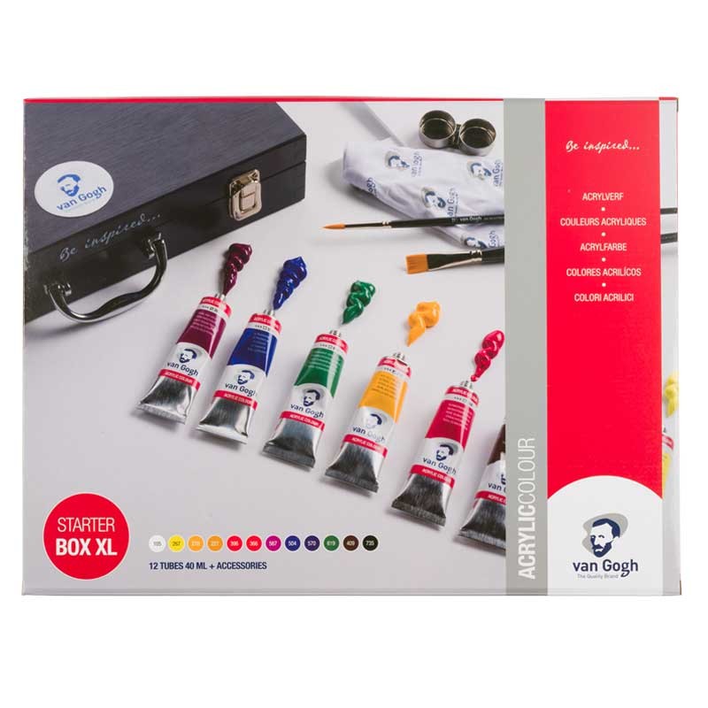 arby akrylowe Van Gogh Starter Box XL zestaw w drewnianej skrzynce 12 x 40 ml akcesoria 03