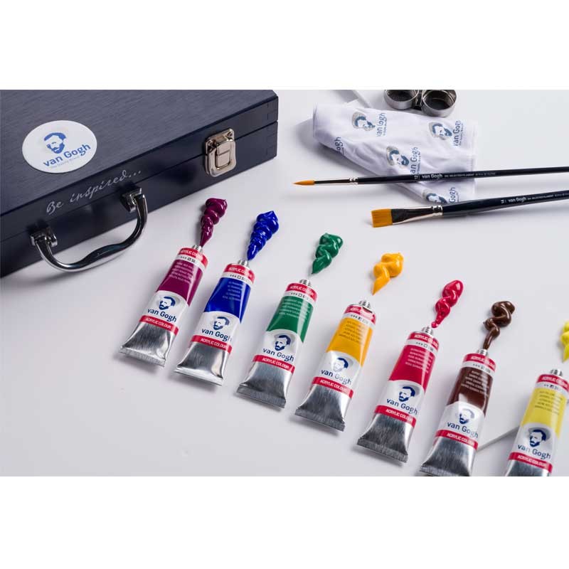 arby akrylowe Van Gogh Starter Box XL zestaw w drewnianej skrzynce 12 x 40 ml akcesoria 05