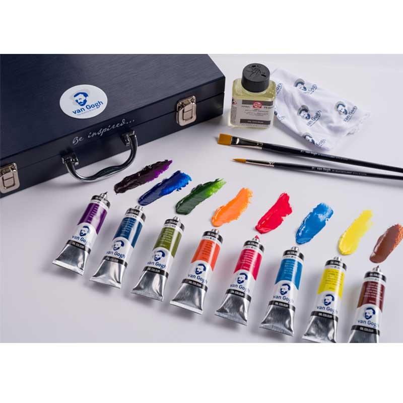 Farby olejne Van Gogh Starter Box XL zestaw w drewnianej skrzynce 12 x 40 ml akcesoria 04