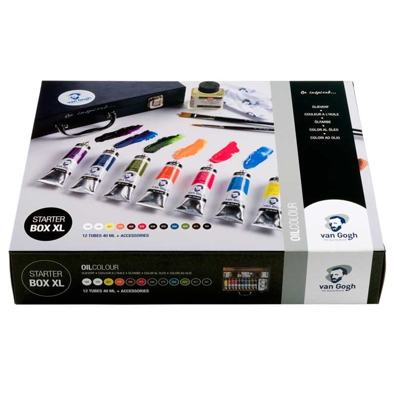 Farby olejne Van Gogh Starter Box XL zestaw w drewnianej skrzynce 12 x 40 ml akcesoria 02