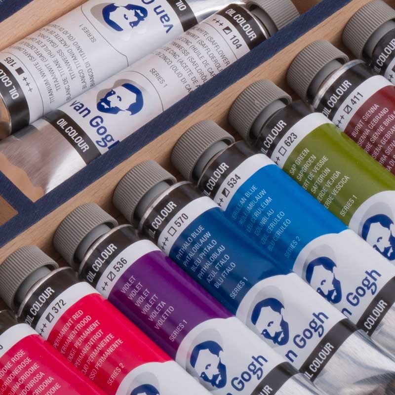 arby akrylowe Van Gogh Starter Box XL zestaw w drewnianej skrzynce 12 x 40 ml akcesoria 07