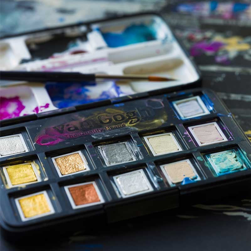 Farby akwarelowe Van Gogh Metallic & Interference zestaw 12 szt. post cards 05