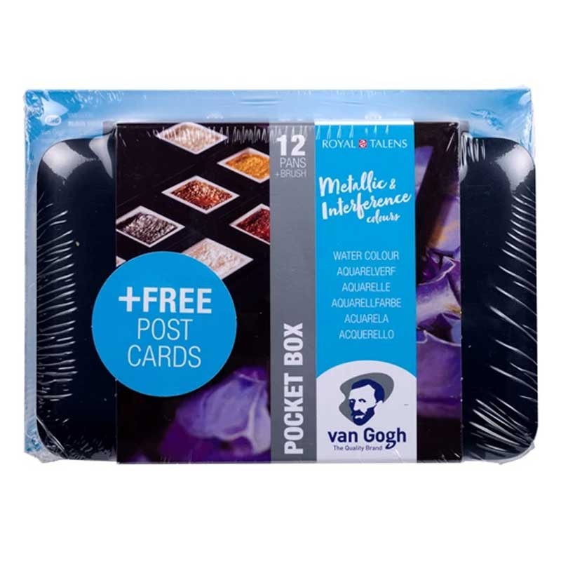 Farby akwarelowe Van Gogh Metallic & Interference zestaw 12 szt. post cards 01