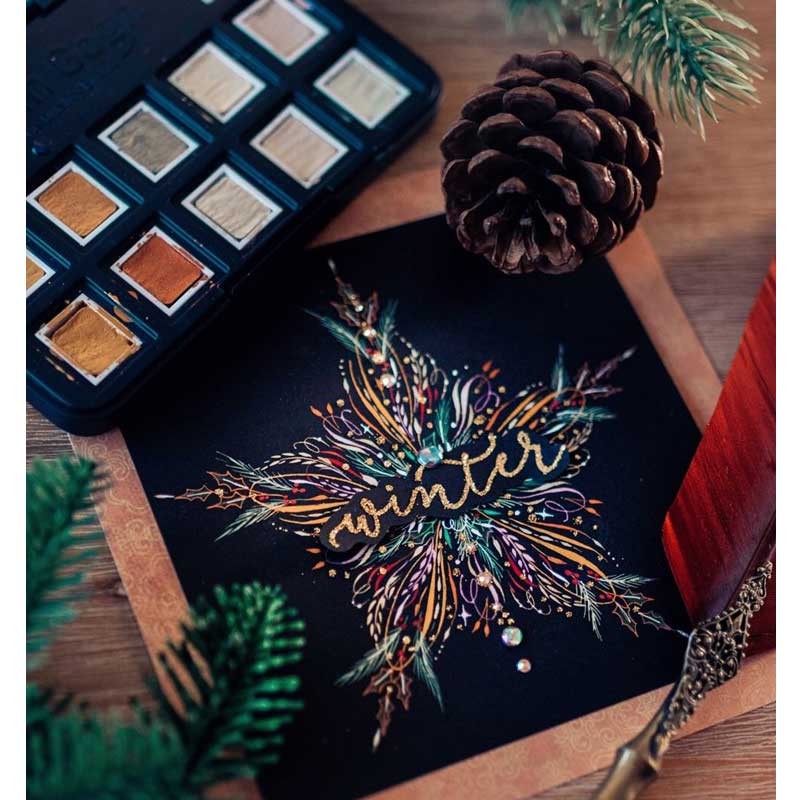 Farby akwarelowe Van Gogh Metallic & Interference zestaw 12 szt. post cards 10