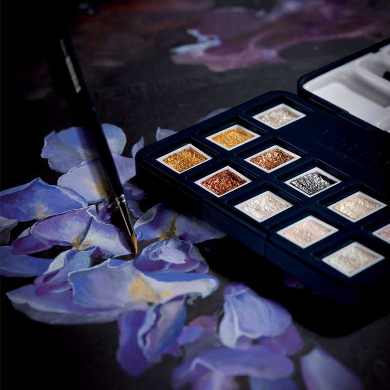 Farby akwarelowe Van Gogh Metallic & Interference zestaw 12 szt. post cards 02