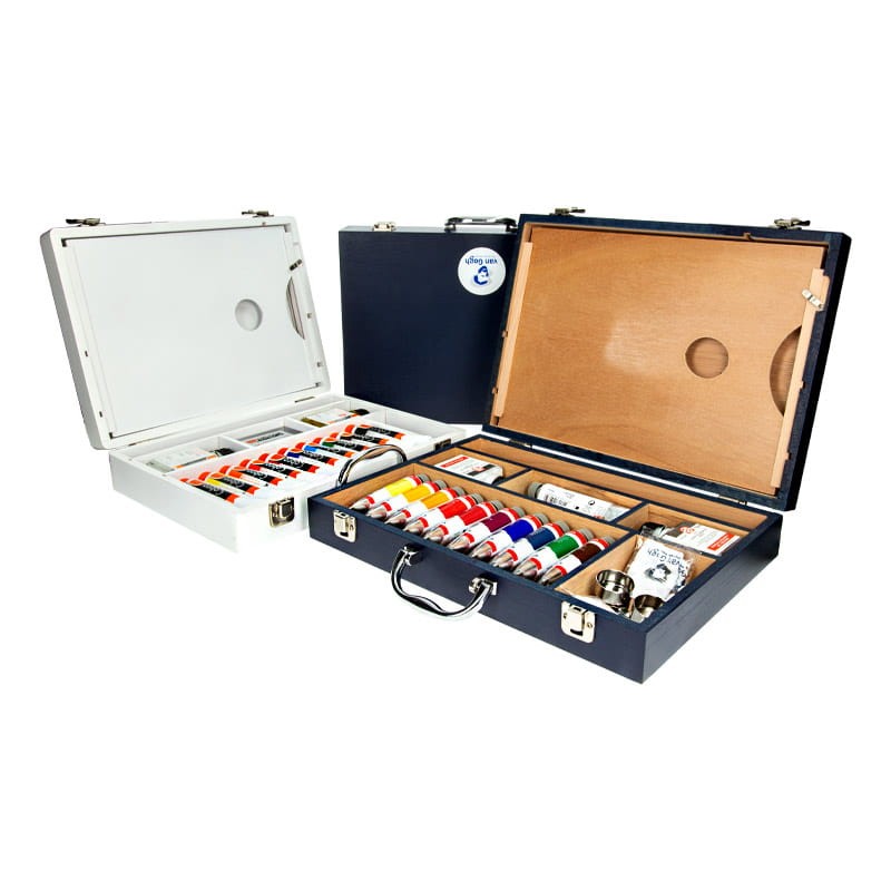 Farby akrylowe Van Gogh Starter Box XL zestaw w drewnianej skrzynce 12 x 40 ml + akcesoria 10