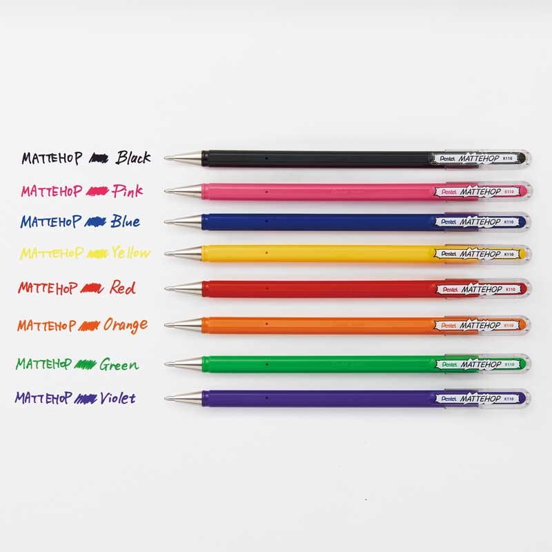 Długopisy żelowe Pentel Mattehop K110 zestaw 8 szt. 05