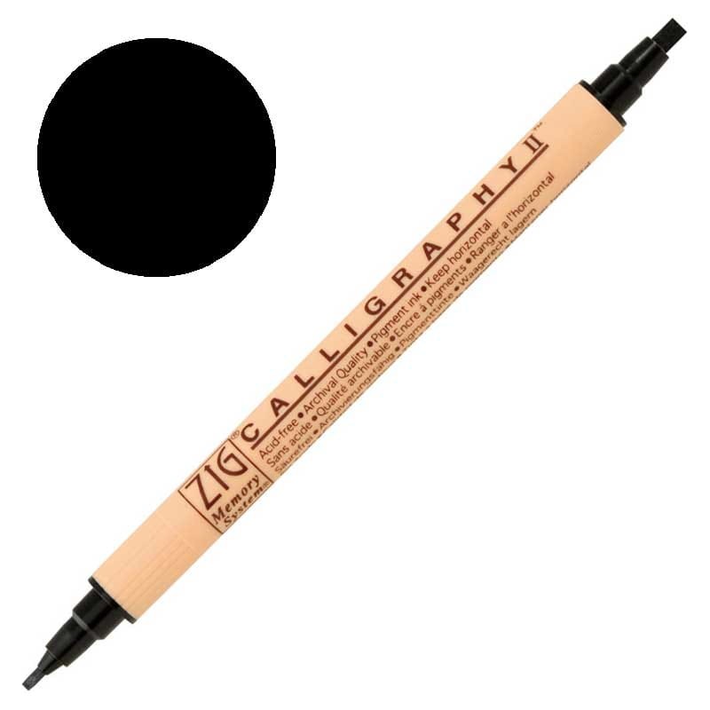 Pisak do kaligrafii Kuretake Zig Calligraphy II 2–3.5 mm 010 Pure black 01