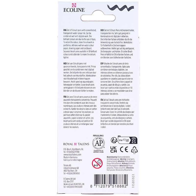 Markery Ecoline Brushpen Pastel Royal Talens zestaw 5 szt. 05