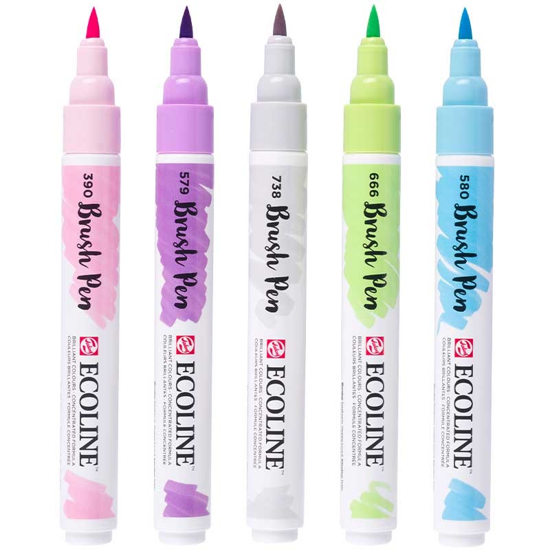 Markery Ecoline Brushpen Pastel Royal Talens zestaw 5 szt. 02