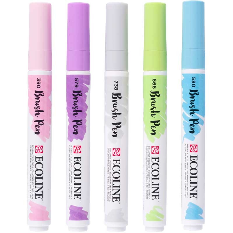 Markery Ecoline Brushpen Pastel Royal Talens zestaw 5 szt. 03