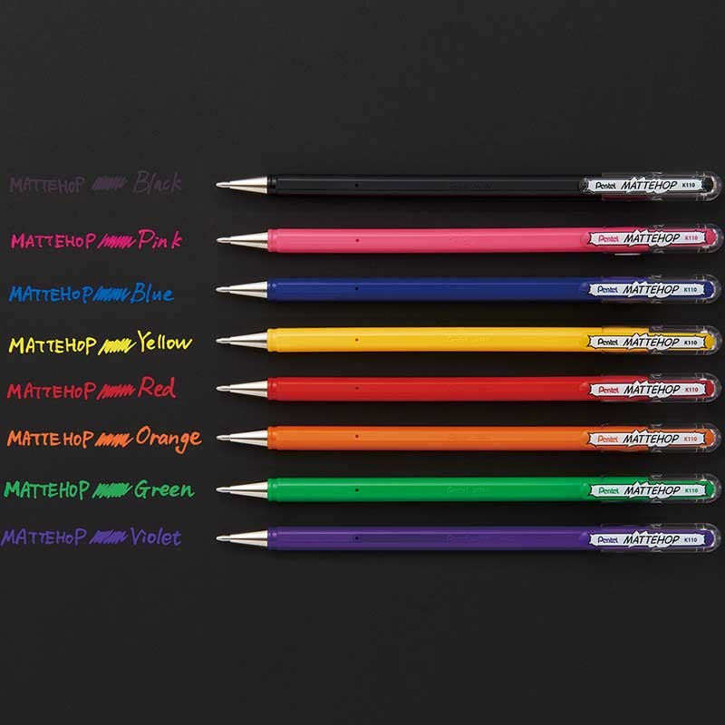 Długopisy żelowe Pentel Mattehop K110 zestaw 8 szt. 04