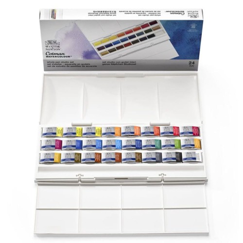 Farby akwarelowe Cotman whole pan studio set Winsor & Newton 24 kol.