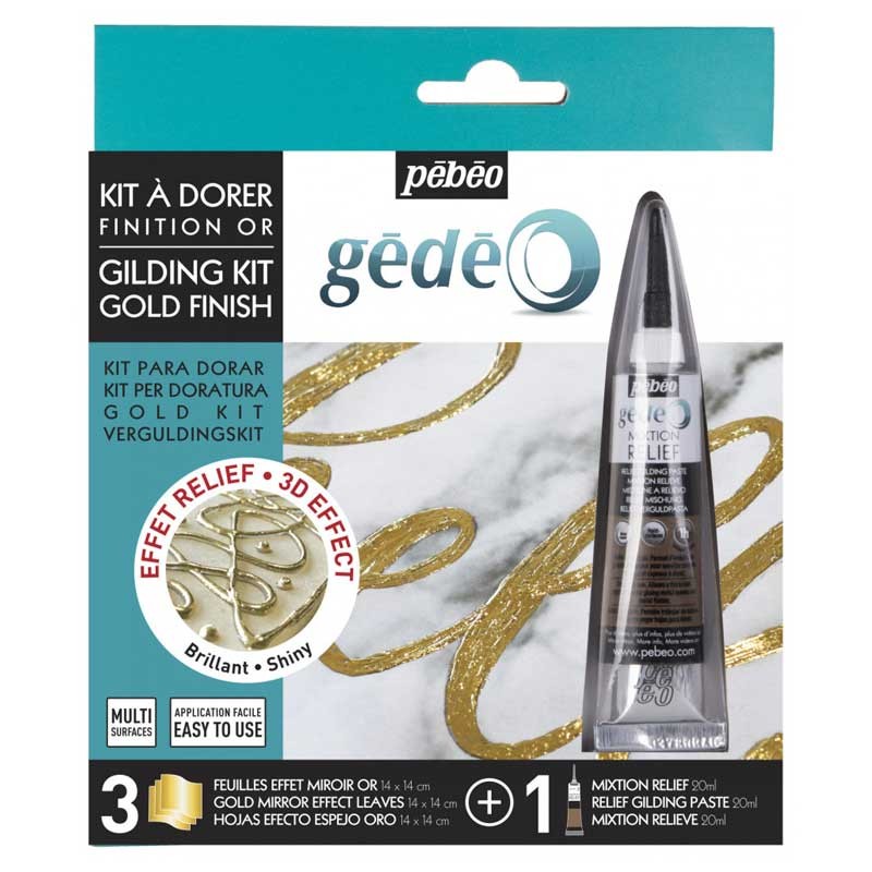 Zestaw-do-złoceń-płatki-+-klej-relief-GÉDÉO-Pebeo-złoto
