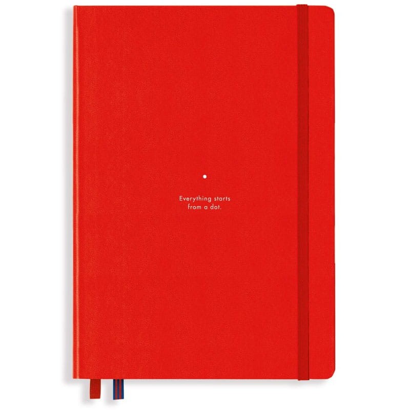 Notatnik Leuchtturm1917 Bauhaus w kropki A5 twarda okładka - Czerwony z niebieskim brzegiem 02