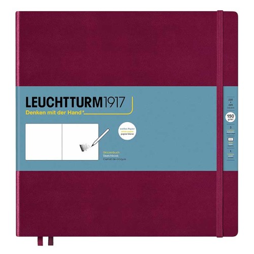 Szkicownik w twardej oprawie Leuchtturm1917 Bordowy - 22.5 x 22.5 cm, 150 g, 112 stron