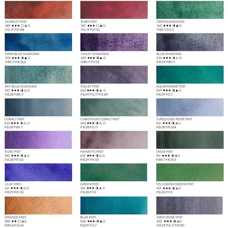 Farby akwarelowe Białe Noce Granulacja zestaw 21 szt. 03