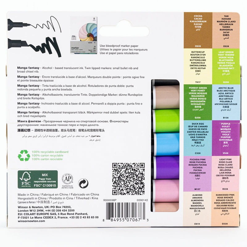 Markery alkoholowe Promarker Wisnor & Newton zestaw 12 + 1 szt. Manga Fantasy 05