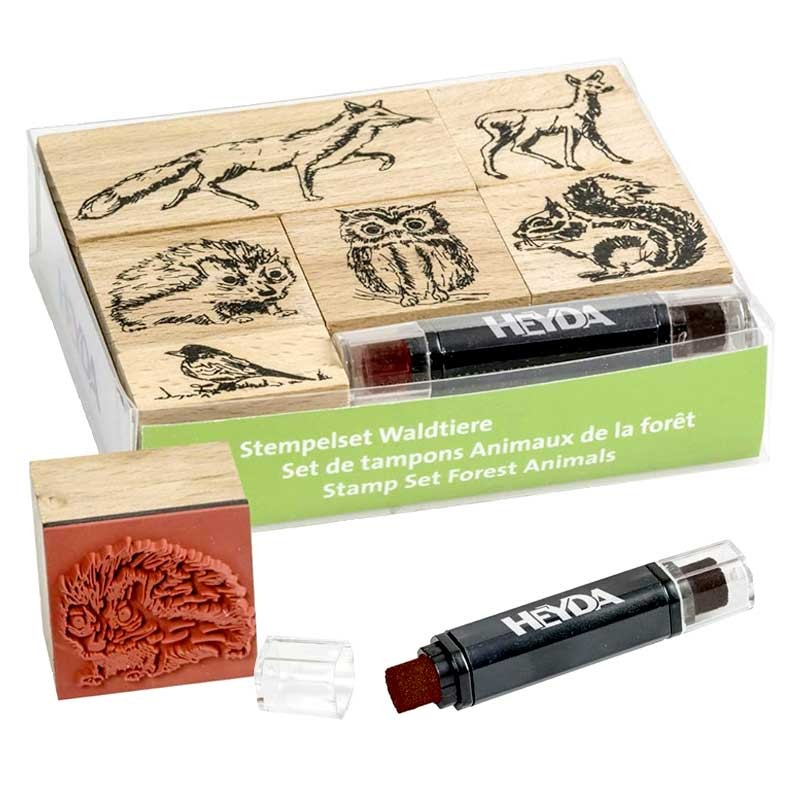 Stemple Heyda zestaw 6 szt. + tusz w sztyfcie Zwierzęta leśne 01