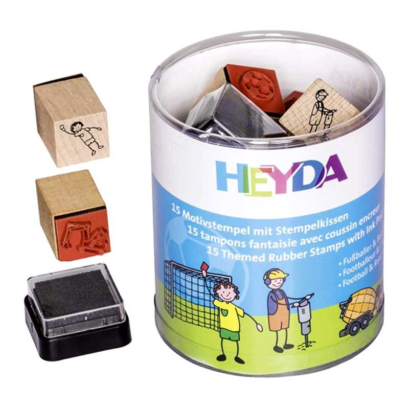 Stemple Heyda zestaw 15 szt. + tusz Piłkarze i budowa 01